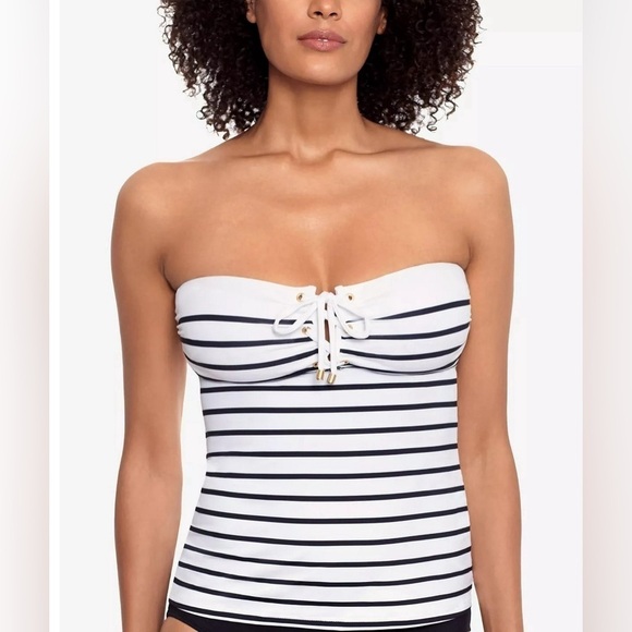 Ralph Lauren Other - Ralph Lauren WHITE Striped Tummy-Control Tankini Swim Top 8 white black slimming